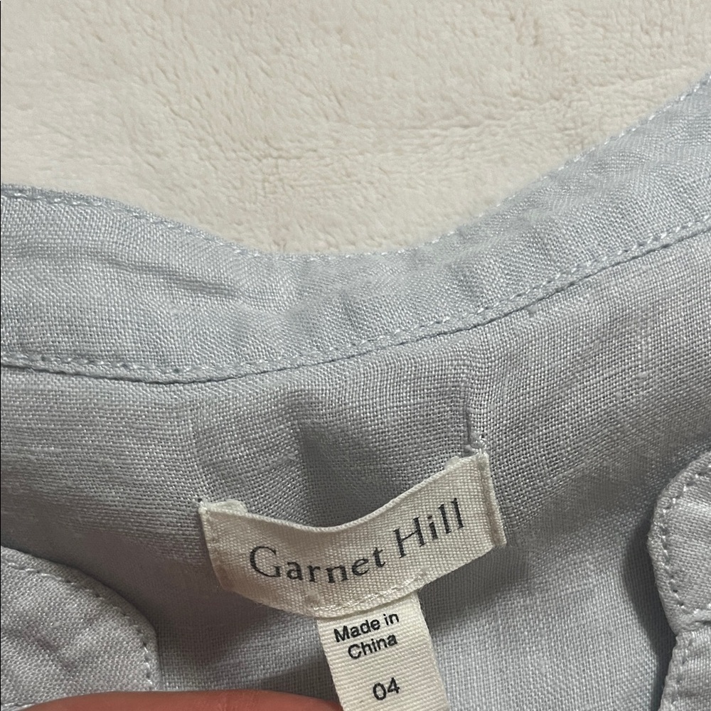 Garnet Hill  linen Light blue Sleeveless Blouse - Picture 4 of 6